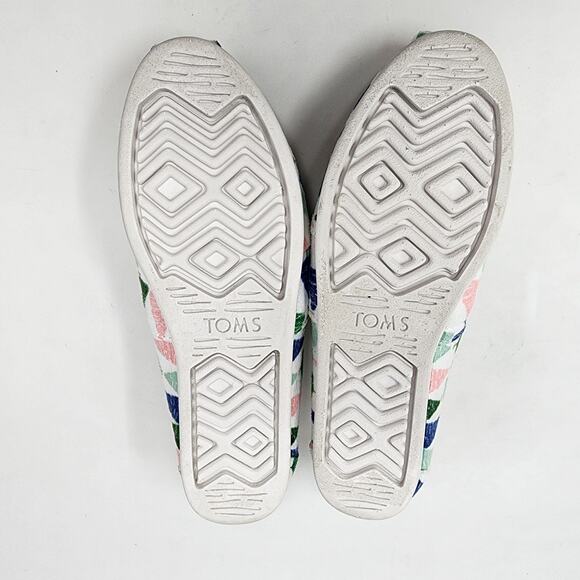 TOMS X Paper Source Flats W0men 5.5Colorful Trees Espadrilles with faux fur edge - Picture 8 of 9